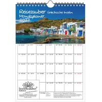 Seelenzauber GmbH Reisezauber Griechische Inseln Planer DIN A4 Kalender für 2027 Griechenland Kreta - Set: 1x Kalender 1x Weihnachtsanhänger 1x Grußanhänger (gesamt 3 Teile)