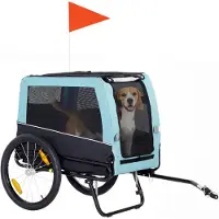 vidaXL Sunvello Faltbarer Fahrradanhänger mit Sicherheitsreflektoren, Leine, für Mittelgroße Hunde bis 20 kg 143 x 70 x 90 cm Hellblau