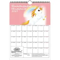 Seelenzauber GmbH Einhornzauber Planer DIN A4 Kalender für 2027 Dinosaurier - Geschenkset Inhalt: 1x Kalender 1x Weihnachtsanhänger 1x Grußanhänger (gesamt 3 Teile)