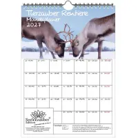 Seelenzauber GmbH Tierzauber Rentiere Planer DIN A4 Kalender für 2027 - Geschenkset Inhalt: 1x Kalender 1x Weihnachtsanhänger 1x Grußanhänger (gesamt 3 Teile)
