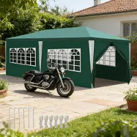 Peviasot Pavillon 3x6m Partyzelt mit stabilem Metallrahmen wasserdichtes Gartenzelt für bis zu 3 Personen Grün