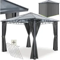 TecTake Gartenpavillon Caracas mit Aluminiumgestell, pulverbeschichtet