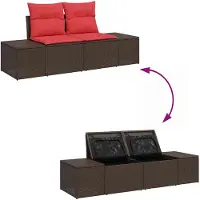 vidaXL Gartensofa-set mit Speicher Braun und Rot Poly-Rattan