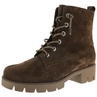 Gabor Damen Schnürboots aus braunem Rauleder, Größe 44, mit 3,5 cm Absatz