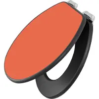 Banjado Design WC Sitz Anthrazit mit Absenkautomatik MDF - Orange - hochwertiger MDF Klodeckel/WC-Sitz mit Universal Scharnieren für alle gängigen Toiletten [TDA-0011]
