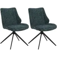 Mendler 2er-Set Esszimmerstuhl MCW-O48, Küchenstuhl, drehbar Auto-Return, Stoff/Textil Chenille (410g/m²) dunkelgrün