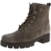 Gabor Damen Schnürboots aus Rauleder, Gr. 38,5, braun (taupe), mit Schnürung und Reißverschluss, Absatz ca. 3,5 cm