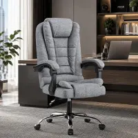 Zaisze Chefsessel Bürostuhl, Ergonomischer Bürostuhl, Stoff Schreibtischstuhl, Hohe Rückenlehne Ergonomische Liege mit Kippfunktion, Grau