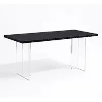 Idea New Garden Srl Rechteckiger Tisch 160x80 cm mit Melamin-Oberfläche und transparenten Acrylbeinen, zeitgenössisches Design, für Esszimmer oder Büro – Elio/Marmor