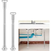 Markenlos Unterbau-Spülbeckenhalterungen aus Edelstahl, 50 - 80 cm, verstellbare bohrfreie Stützbeine, Set für Installation und Reparatur in Küche und Bad, Silber, 2 Stück