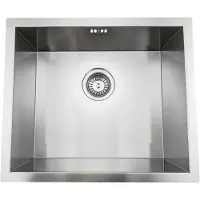 Markenlos Axia KS045 Küchenspüle aus gebürstetem Edelstahl, 500 mm x 430 mm | Unterbau- oder Aufsatzarmatur in der Spüle, Küchenzubehör