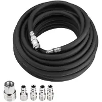 StarTech.com Pmatischer Luftschlauch - 15 m flexibler Gummischlauch - 5-teiliges Kompressor-Zubehörset - Schwarz
