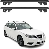 Menabo Dachträger Grundtäger für Saab 9-3 II Kombi 2005-2011 Alu 90kg Schwarz 2tlg