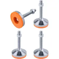 Markenlos 4 Stück M16 Gewinde, 100 mm Sockel, 80 mm Nivellierfüße aus verstellbarem Kohlenstoffstahl für Möbel, Tische, Schränke und Werkbänke