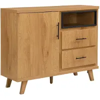 FineBuy Sideboard Eiche Nachbildung 116cm Kommode mit Tür und 2 Schubladen Design Anrichte offenes Ablagefach Standschrank Modern