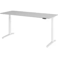 Bümö Schreibtisch elektrisch XBHM - Nachbildung: Grau, Gestell: Weiß/Alu poliert, Größe: 200 x 80 cm