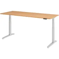 Bümö Schreibtisch elektrisch XBHM - Gestell: Silber, Nachbildung: Buche, Größe: 200 x 80 cm