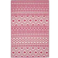 Homescapes Outdoor Teppich wetterfest pink-weiß 240 x 300 cm, Gartenteppich Tia mit Ethno-Muster, Balkonteppich wendbar