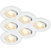 Briloner BESI 6er Set LED Einbaustrahler 230V, Schwenkbar, Warmweiße Lichtfarbe, Weiß, Ø8 x 3,2 cm