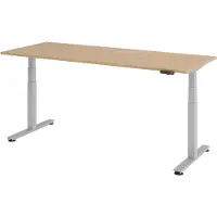 Bümö Schreibtisch elektrisch XDSM - Gestell: Silber, Nachbildung: Eiche, Größe: 200 x 80 cm