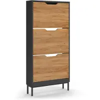 Vicco Schuhkipper Luca, Anthrazit/Goldkraft Eiche, 59 x 123 cm mit 3 Kippfächer