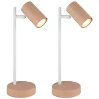 Globo Lighting 2x Tischleuchte, Beige, Metall, GU10, beweglicher Spot, H 35 cm