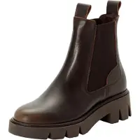 Tamaris Damen Chelseaboots aus Leder braun Größe 42 Absatz ca. 3,5 cm