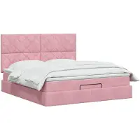 vidaXL Ottoman-Bett mit Matratze und LED Rosa 160 x 200 cm Samt