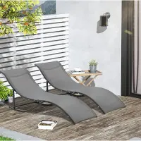 STILVORA Sonnenliege 2er Set aus Aluminium, Dunkelgrau, 165x61x63 cm, faltbar