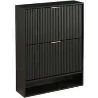 STILVORA Schuhschrank aus MDF, Schwarz, 80 x 24 x 102 cm, kippsicher