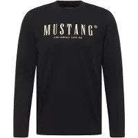 Mustang Langarmshirt "Herren Style Asheville", Herren, Gr. L, schwarz, Single Jersey, 100% Baumwolle, Rundhals, Shirts Langarmshirt