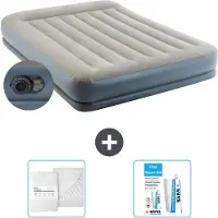 Intex Luftbett - 2 Personen - 152 x 203 x 30 cm - Grau - Inklusive Pumpe - Spannbettuch en Reperaturset