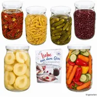 MamboCat 6er Set Einmachglas 1,7L Vorratsglas TO100 Deckel weiß Rezeptheft Einkochen