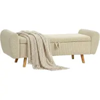HOMCOM TRUHENBANK Polyester Gummibaumholz Beige