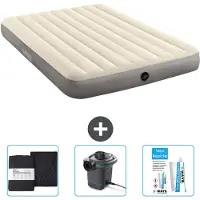 Intex Luftbett – 2 Personen – 152 x 203 x 25 cm – Beige – im Lieferumfang enthalten Spannbettuch - Pumpe en Reperaturset