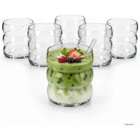 MamboCat 6er Set MATCHA Trinkgläser 360ml mit Wellendesign – 3000490