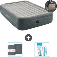 Intex Luftbett - 2 Personen - 152 x 203 x 46 cm - Grau - Inklusive Pumpe - Spannbettuch en Reperaturset