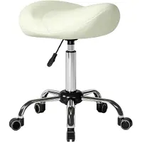 HOMCOM ROLLHOCKER PU Cremeweiß