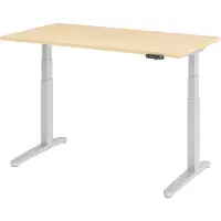 Bümö Schreibtisch elektrisch XBHM - Nachbildung Ahorn, Gestell: Silber, Größe: 140 x 80 cm