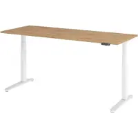 Bümö Schreibtisch elektrisch XBHM - Nachbildung: Asteiche, Gestell: Weiß/Alu poliert, Größe: 200 x 80 cm