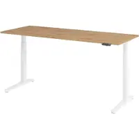 Bümö Schreibtisch elektrisch XBHM - Nachbildung: Asteiche, Gestell: Weiß, Größe: 200 x 80 cm