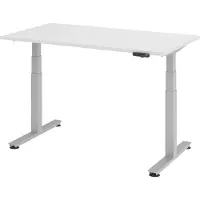 Bümö Schreibtisch elektrisch XDSM - Nachbildung: Weiß, Gestell: Silber, Größe: 140 x 80 cm