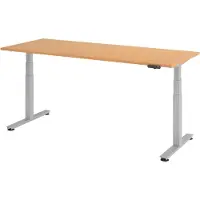 Bümö Schreibtisch elektrisch XDSM - Gestell: Silber, Nachbildung: Buche, Größe: 200 x 80 cm