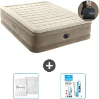 Intex Luftbett - 2 Personen - 152 x 203 x 46 cm - Beige - Inklusive Pumpe - Spannbettuch en Reperaturset