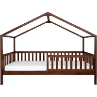 Sunny Kae Hausbett aus Holz in Braun | Kinderbett in Haus Form mit Rausfallschutz | Einzelbett ohne Matratze in 207 x 96 x 156,5 cm | Für