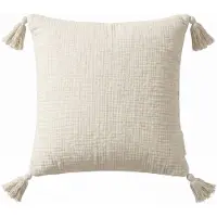 Homescapes DEKOKISSEN Musselin offwhite mit Quasten, 45/45 cm