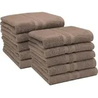 Zöllner Handtuch Amalfi Set, fango, 50 x 100 cm, mit Bordüre, aus 100% Baumwolle, 450 g/m2, 10 Stück