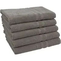 Zöllner Handtuch Amalfi Set, taupe, 70 x 140 cm, Duschtuch mit Bordüre, aus 100% Baumwolle, 450 g/m2, 5 Stück