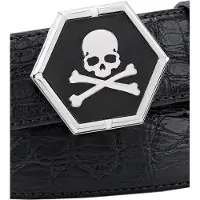 Philipp Plein Ledergürtel "Skull Crocco Geprägt"