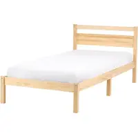 Beliani Bett Hellbraun Kiefernholz mit Lattenrost 90x200 cm Hohes Kopfteil ohne Fußteil Schlicht Skandi Design Schlafzimmer Holzbett Einzelbett